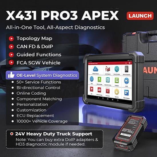 Launch X431 Pro3 APEX OBD2 Scanner