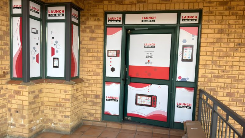 The branded Launch Dealer SA entrance at Midrand Motor City