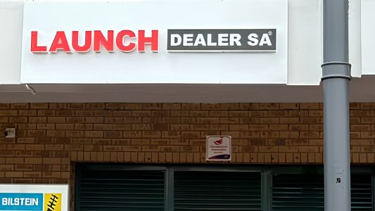 The LAUNCH Dealer SA sign above the shop at Midrand Motor City